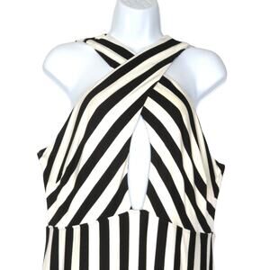 Nwt GUESS Nadia Knit Halter Maxi Dress Black/White Striped Women's Sz XL